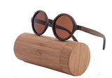 Ice Blue retro round sunglasses bamboo Polarized women sunglasses brand eyeglasses with case box cloth z6019