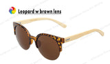 Half Bamboo Sunglasses Points Women Round Lenses Women Cateye Wooden Vintage Sunglass lunette de soleil