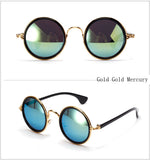 Vintage Steampunk Round Sunglasses Women Metal Mercury Reflective Circle Sunglass Retro Points Men Brand Sun Glasses 5201