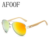 AFOOF Bamboo Sunglasses Brand Men Women Coating Sun glasses UV400 Goggle