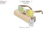 Wood & Gold Sunglasses Mirror Lens Yellow Bamboo Arm Bamboo PC Sun Glasses Wood & Gold Sunglasses