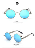 TOTAL Gothic Sunglasses Men Steampunk Round Metal Frame Sun Glasses Pink Mirror Brand UV400