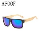 AFOOF Bamboo Sunglasses Men Sun glasses Brand Women Mirror Original Masculino