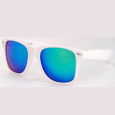 Unisex Classic Retro Sunglasses White Frame Mirror Lens