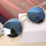 Vintage Round Sunglasses For Men, Women Wire Metal Frames Flash Mirrored Lenses Sun Glasses Points Shades 3475