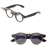 Classic Steampunk Goth Glasses Goggles Round Flip Up Sunglasses Retro Vintage Trend Round Eyeglass