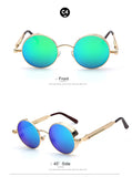 TOTAL Gothic Sunglasses Men Steampunk Round Metal Frame Sun Glasses Pink Mirror Brand UV400
