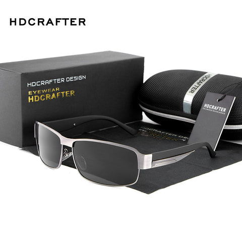 Metal Frame Rectangle Lens Polarized Men Sunglasses Driving Sun Glasses