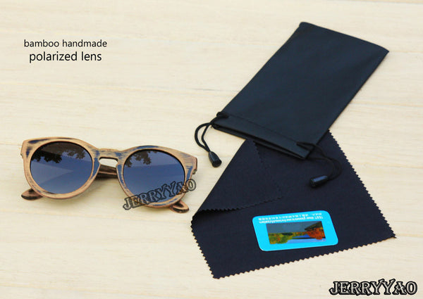 Round Frame Bamboo Sunglass Wooden Sunglasses Men Women Sun Glasses