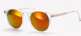 Strong Round Sunglasses Brand Women Keyhole Sun Glasses Transparent Frame Men Mirror Lens Coating Gafas UV400