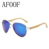 AFOOF Bamboo Sunglasses Brand Men Women Coating Sun glasses UV400 Goggle