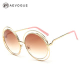 AEVOUGE Sunglasses Women Alloy Round Hollow Frame Good Quality Sun Glasses UV400 AE0175