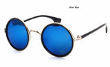 Vintage Steampunk Round Sunglasses Women Metal Mercury Reflective Circle Sunglass Retro Points Men Brand Sun Glasses 5201