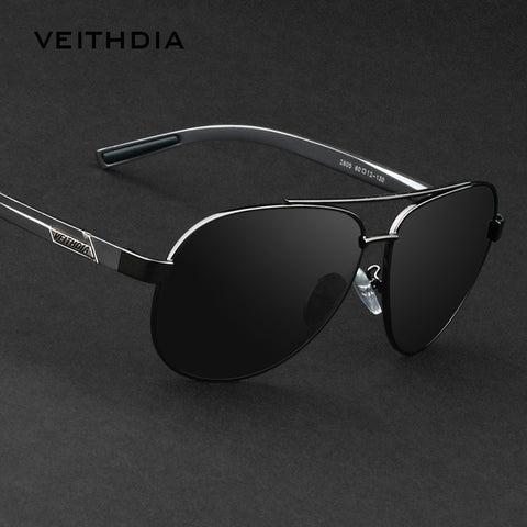 VEITHDIA polarized vintage sunglasses men Al-Mg alloy leg sun glasses with original box gafas de sol hombre 2605