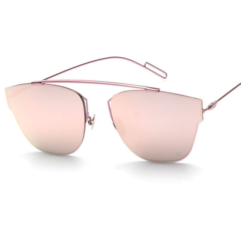 Flat Top Mirror Sunglasses Women Pink Vintage Marque Rimless Sunglasses Men Gafas de sol mujer