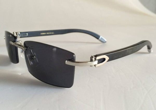Famous rimless plain mirror glasses wooden legs buffalo horn sunglasses men women lunettes de soleil de marque L