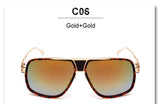 Oversized Men Sunglasses Brand Flat Top Sun Glasses 18 K Gold Square Victory Five Style