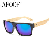 AFOOF Bamboo Sunglasses Men Sun glasses Brand Women Mirror Original Masculino