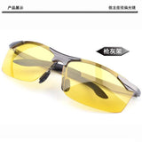 Polarized Sunglasses Night Vision Goggles men's car Driving Glasses Anti-glare Silver/Black Alloy Frame glasses