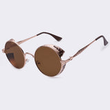 AOFLY Steampunk Vintage Sunglass round sunglasses women brand metal carving sun glasses men S1635