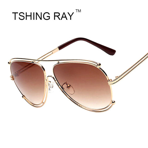 Pilot Sunglasses Women Italy Hollow Sun Glasses Mirror Goggle UV400 Shades