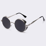AOFLY Steampunk Vintage Sunglass round sunglasses women brand metal carving sun glasses men S1635