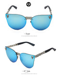 Totalglasses Frame Cateyes Women Sunglasses Rimless Metal Glasses Retro