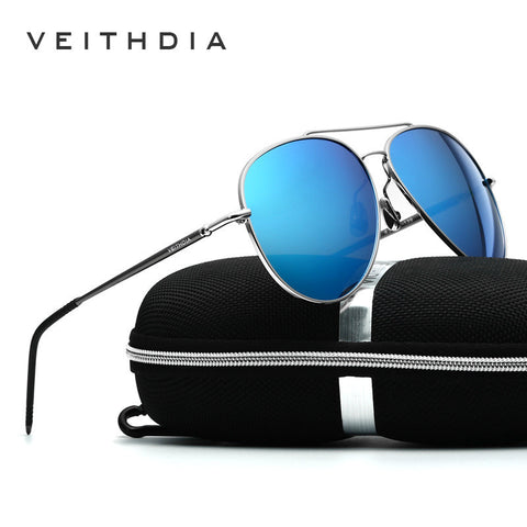 VEITHDIA Aluminum Magnesium Sunglasses Polarized Blue Lens Rotate 180 degrees leg Sun Glasses Men/Women 3618