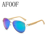 AFOOF Bamboo Sunglasses Brand Men Women Coating Sun glasses UV400 Goggle