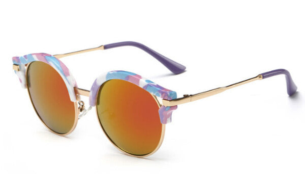 Brand sunglasses polarized semi-rimless round children sunglasses for with uv protection pink blue