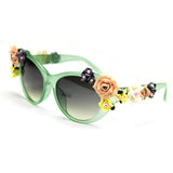 Oversized Women's Sunglasses Retro Decor Floral Flower UV Glasses