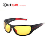 OUTSUN Mens Polarized Night Driving Sunglasses Brand Yellow Lense Night Vision Driving Glasses Goggles Reduce Glare