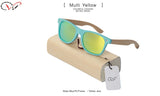 Wood & Gold Sunglasses Mirror Lens Yellow Bamboo Arm Bamboo PC Sun Glasses Wood & Gold Sunglasses