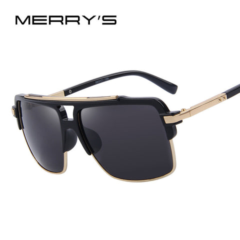 MERRY'S Men Square Sunglasses Women Classic Brand Sunglasses Double-Bridge Shades UV400