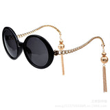 Pendant Tassels Metal Brand Sunglasses Women Round Retro Glasses  G098