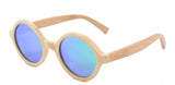 Ice Blue retro round sunglasses bamboo Polarized women sunglasses brand eyeglasses with case box cloth z6019
