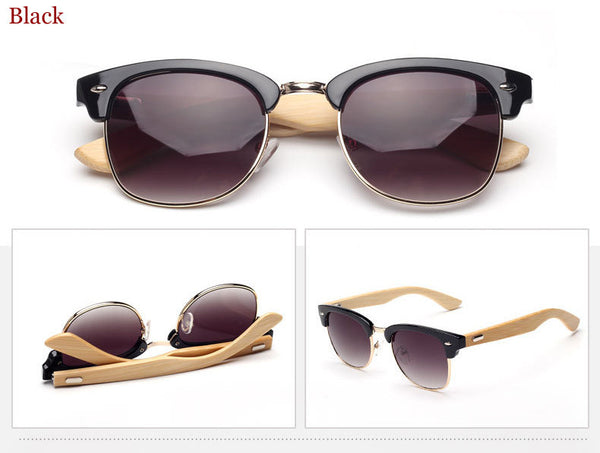 Cat eye Frame Classic Bamboo Sunglasses Men Mirrored Brand Wood Sun Glasses women Original Wooden S424