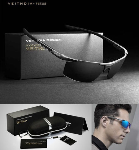 Veithdia Aluminum Magnesium Sunglasses Polarized Sports Men Coating Mirror Driving Sun Glasses 6588+BOX