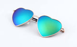 BOUTIQUE Heart Shaped Sunglasses WOMEN metal Reflective LENES sun GLASSES MEN sports Mirror