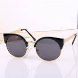 Retro Women Round Circle Glasses Cat Eye Semi-Rimless Vintage Sunglasses Goggles