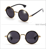 Vintage Steampunk Round Sunglasses Women Metal Mercury Reflective Circle Sunglass Retro Points Men Brand Sun Glasses 5201