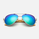 Pilot Wood Sunglasses Men Women Brand Mirror Sun Glasses UV400 Gold Driving Sports Original Bamboo Sunglases