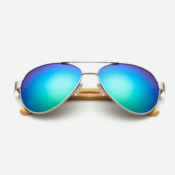 Pilot Wood Sunglasses Men Women Brand Mirror Sun Glasses UV400 Gold Driving Sports Original Bamboo Sunglases