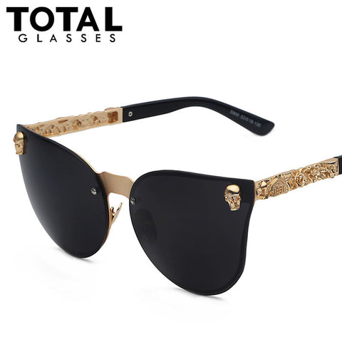 Totalglasses Frame Cateyes Women Sunglasses Rimless Metal Glasses Retro