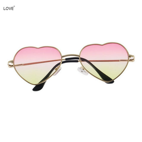 Women Love Heart Shape Sunglasses Mirror Brand Men Metal Goggle Sunglasses UV400 Reflective