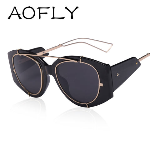 AOFLY Sunglasses Vintage Retro Men Sunglasses Popular Women Sun glasses Double-Bridge Alloy Temple Shades UV400