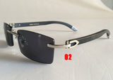 Rimless carter Glasses men brand Sunglasses women clear brown black lens gold carving Wood buffalo horn Lunettes De Soleil