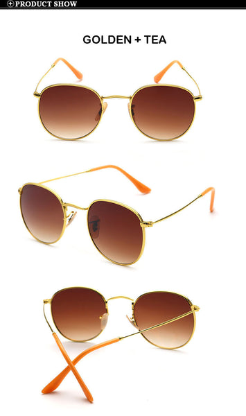 Round Metal Women Sunglasses Brand Circling Glasses Gold Frame Sun Glasses For Mens