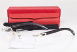 Famous rimless plain mirror glasses wooden legs buffalo horn sunglasses men women lunettes de soleil de marque L