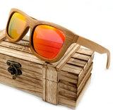 100% Natural Bamboo Wooden Sunglasses Handmade Polarized Mirror Coating Lenses With Box